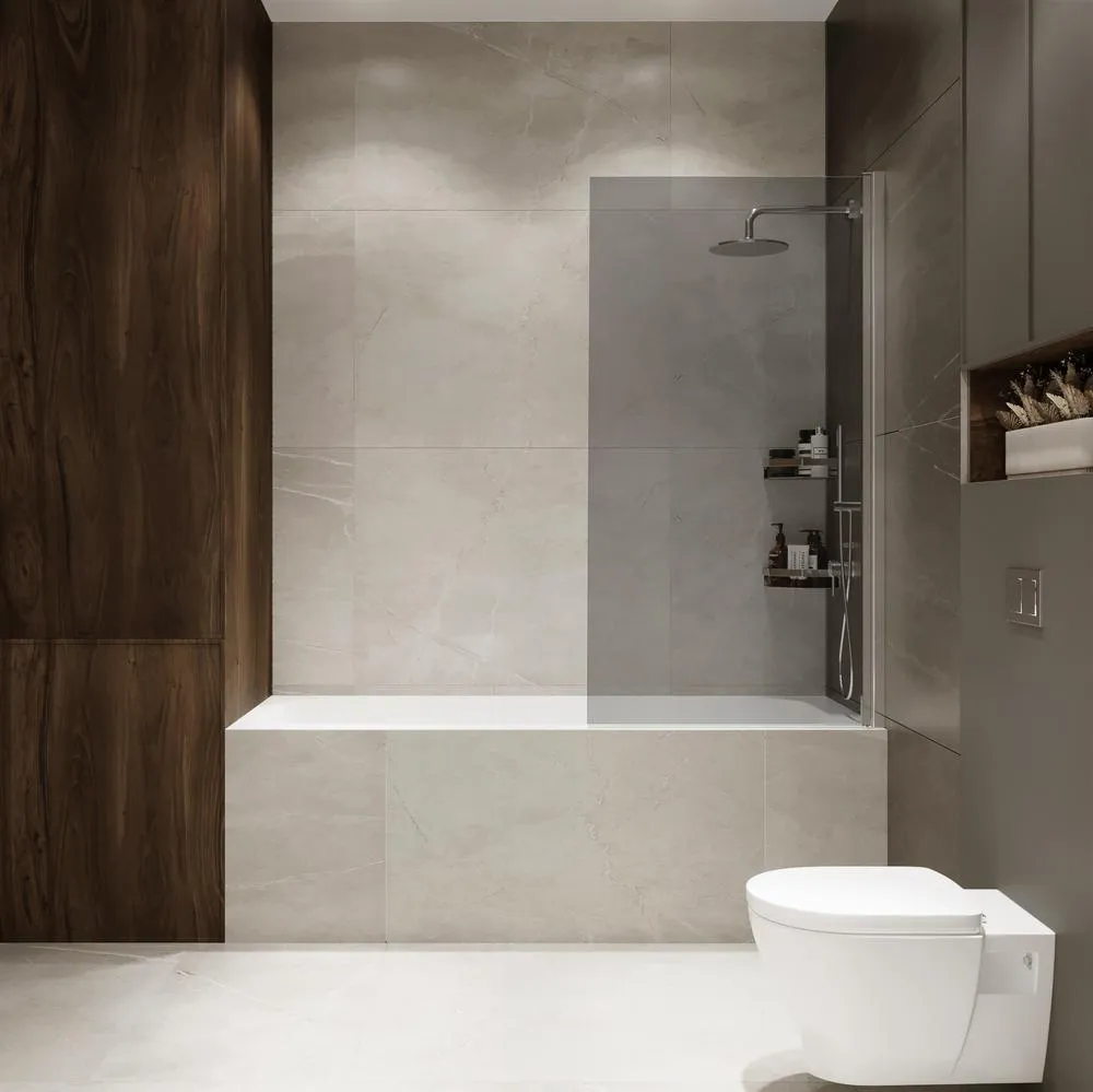 Шторка на ванну распашная Terminus Ното 150х70 тонированная, хром