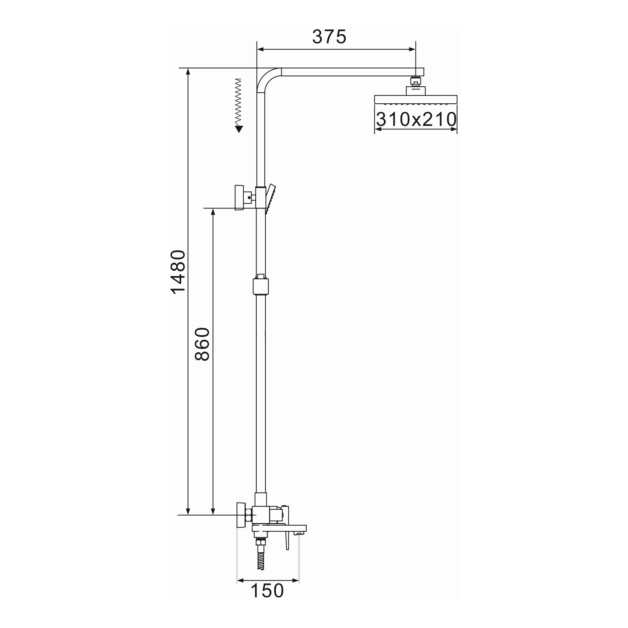 Душевая система Rose R2836, хром