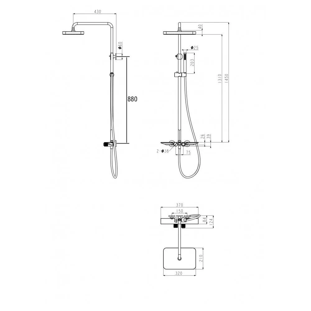 Душевая система с термостатом Grocenberg GB7038CR, хром