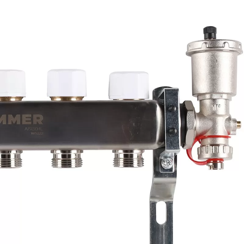 Коллектор Rommer 1"x3/4" на 5 контуров с расходомерами в сборе (нерж. сталь) (RMS-1210-000005)