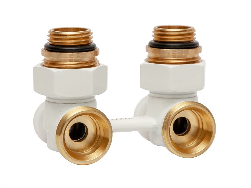 Узел подключения радиатора H-образный ARROWHEAD белый угловой 3/4