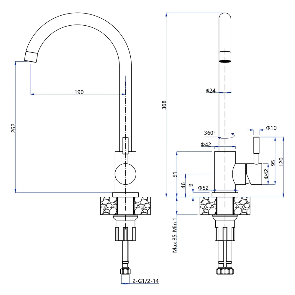 Смеситель для кухни GranFest Z-5410, графит