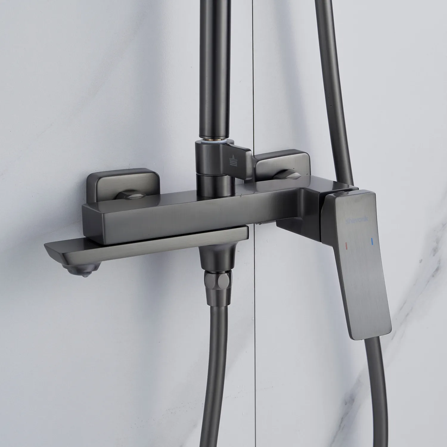 Душевая система Shevanik S4436T, оружейная сталь