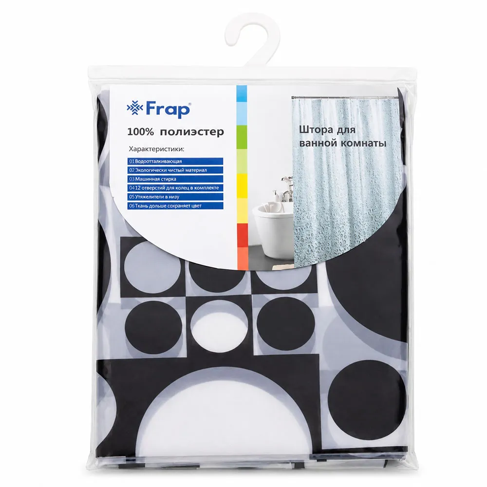 Штора для ванной FRAP F8803, черный
