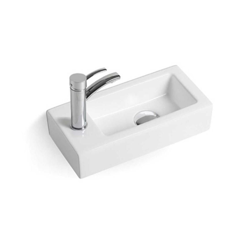 Раковина керамическая Vincea VBS-133L, 370*180*90, подвесная, цвет белый, левая