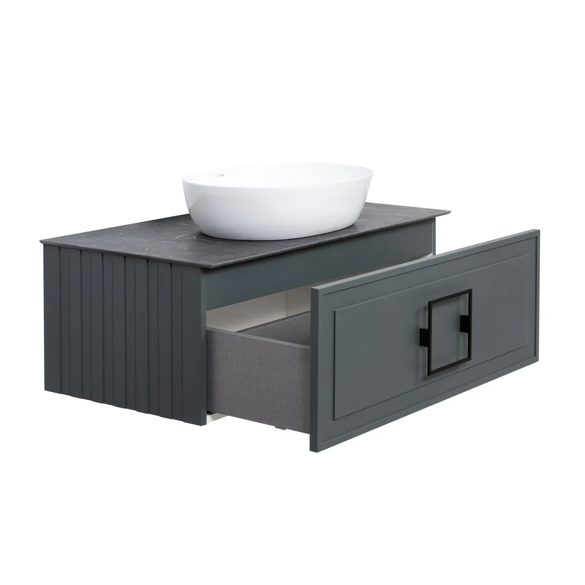 Тумба под раковину подвесная La Fenice Cubo FNC-01-CUB-G-80, серо-зеленая