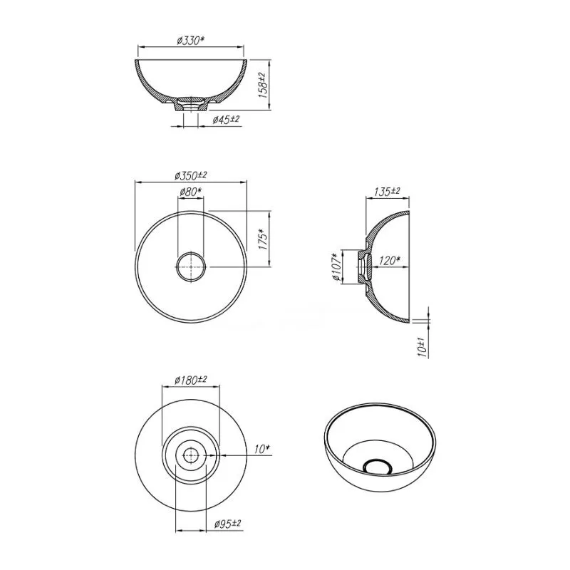 Раковина Florentina Алтея 35 см 10.290.00350.001, белая