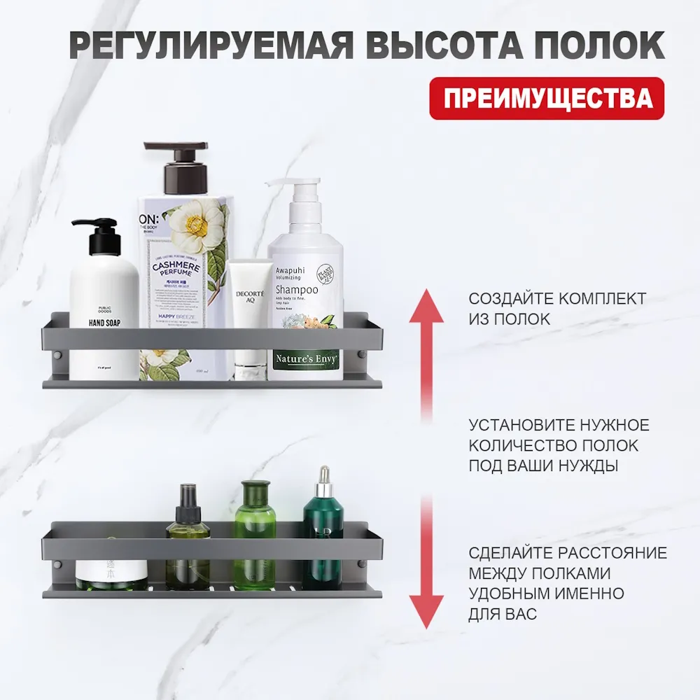 Полка RAGLO для ванной комнаты 400*100*80мм (R340.03.09)