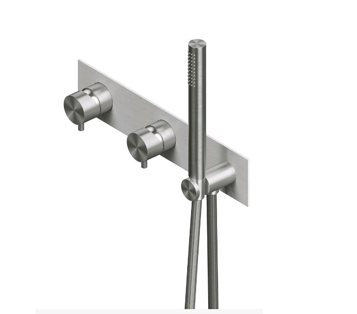 Смеситель для душа Quadro design Source, на 2 потребителя, сталь шлифованная/брашированная (13 68R.00 AS)