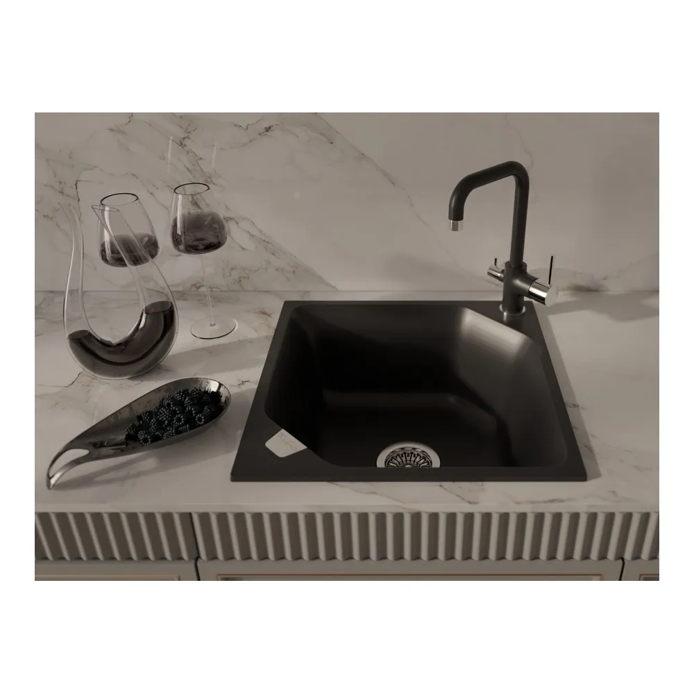 Смеситель для кухни с подключением фильтра Rivelato Tovel 9025208, антрацит/хром