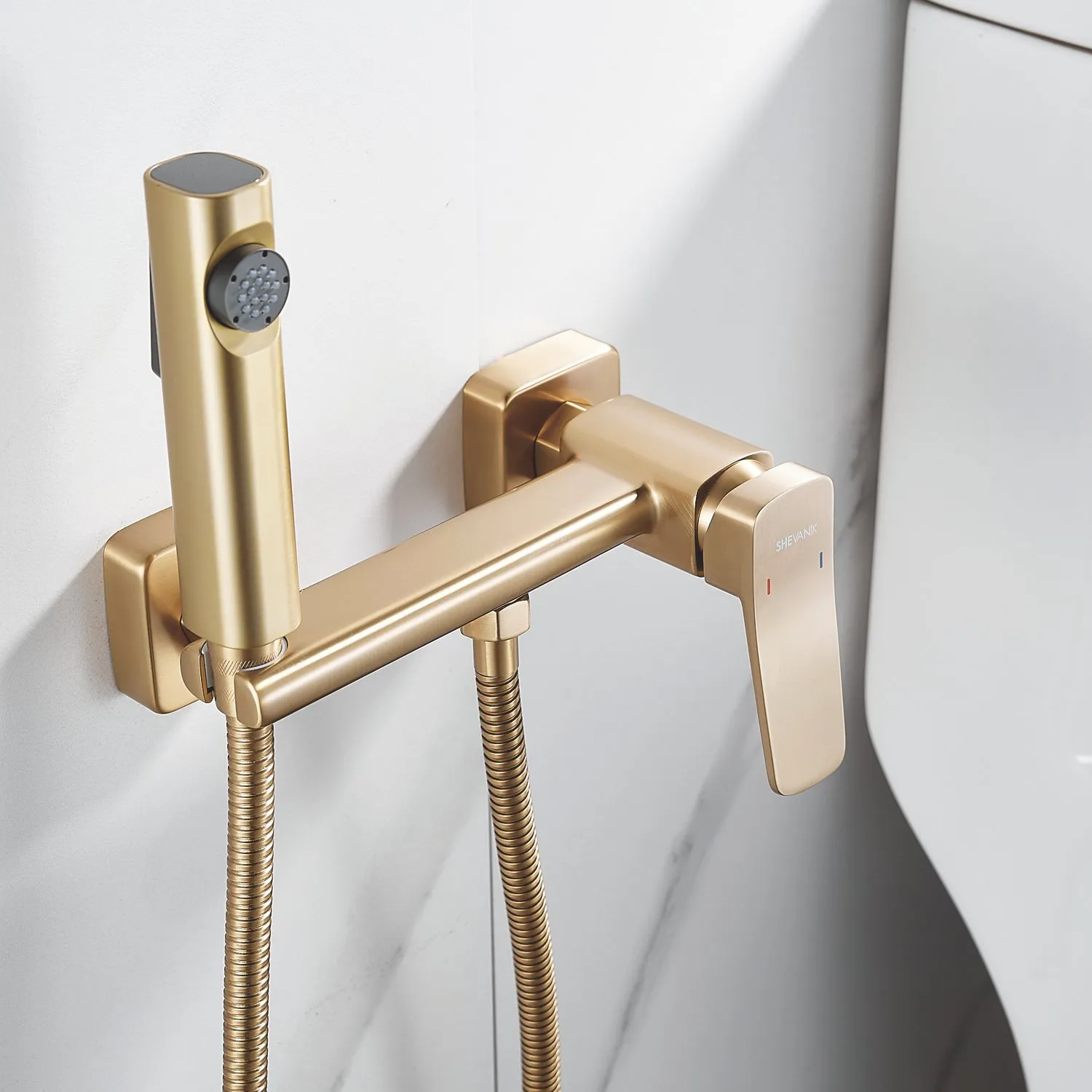 Гигиенический душ со смесителем Shevanik S9905G-1, золотой сатин