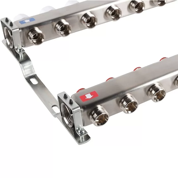 Коллектор Rommer 1"x3/4" на 11 контуров с запорными клапанами (нерж. сталь) (RMS-3200-000011)