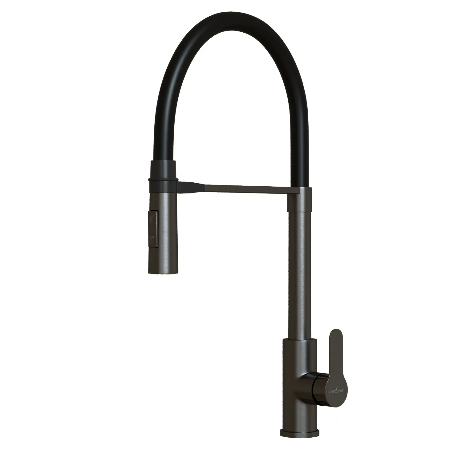 Смеситель для кухни 35k MIXLINE МЛНС-0402Г (MLSS-0402BL)черн.гиб. изл магнит, п/гайку ЧЕРНЫЙ ГРАФИТ (556021)