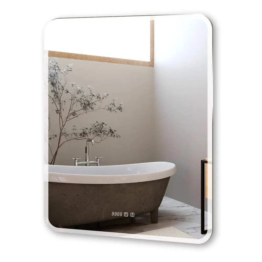 Зеркало Silver Mirrors Стив 800х1000 - 3 вертикальный (двойной подогрев, часы, сенсорный выключатель)