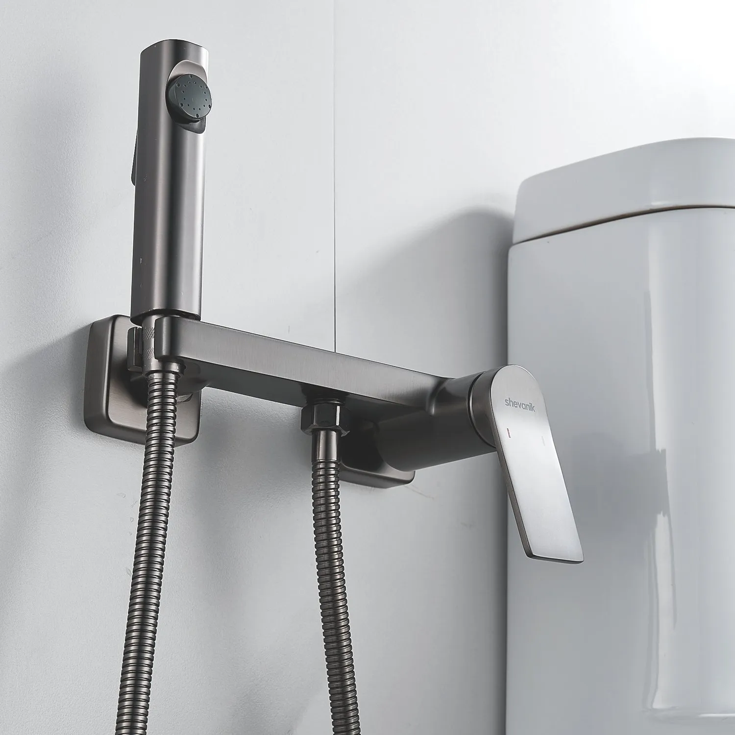 Гигиенический душ со смесителем Shevanik S4105T-1, оружейная сталь