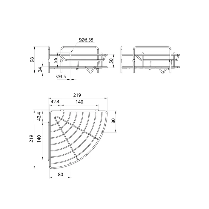 Полка одноярусная угловая Milardo Grid проволока стальная, хром (GRICC1CM44)