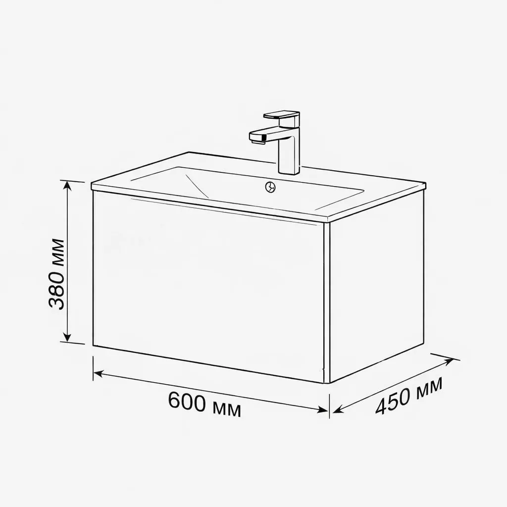 Тумба с раковиной подвесная (60см) Terminus Vega VEG10601900301OSL, белый