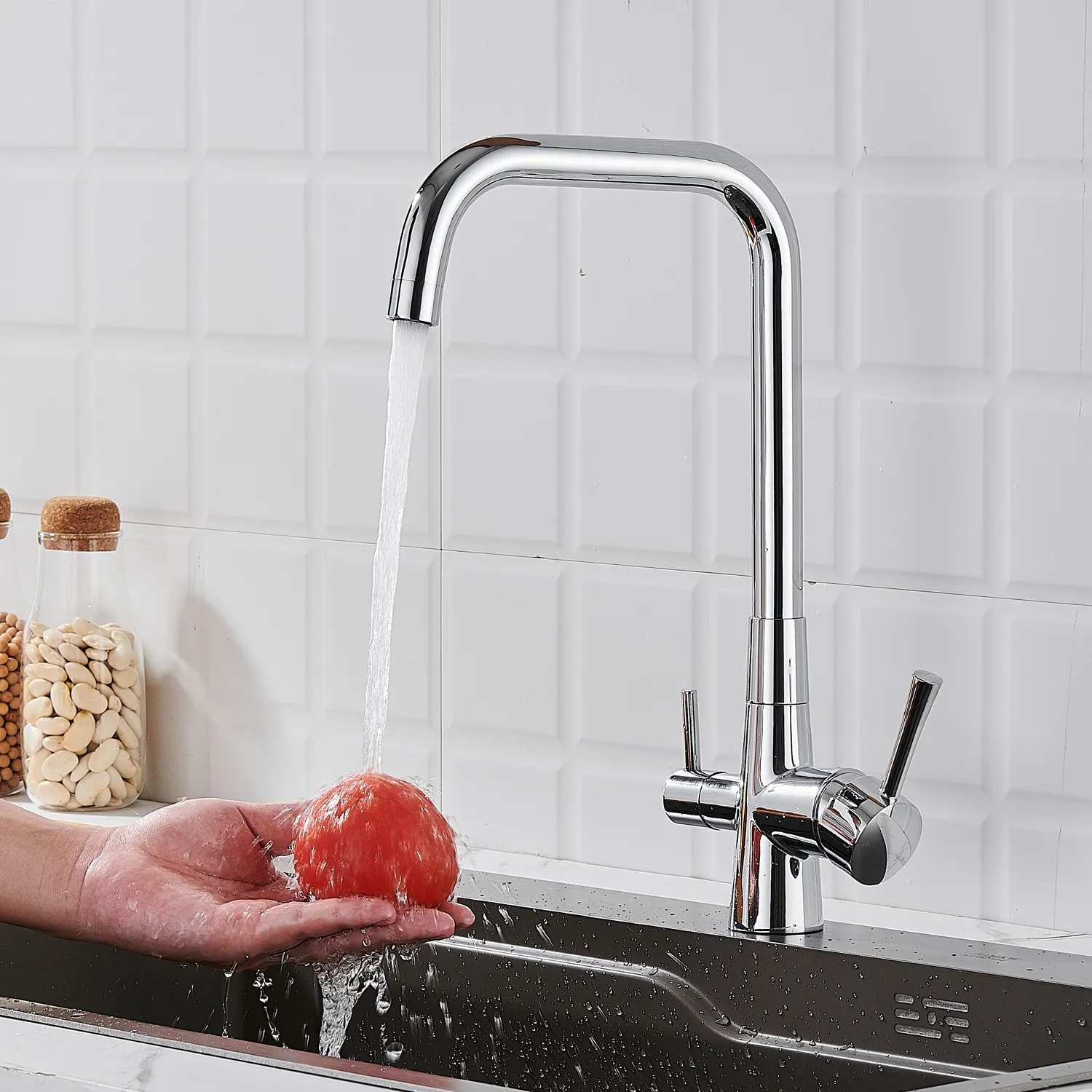 Смеситель для кухни с подключением фильтра Shevanik S528, хром