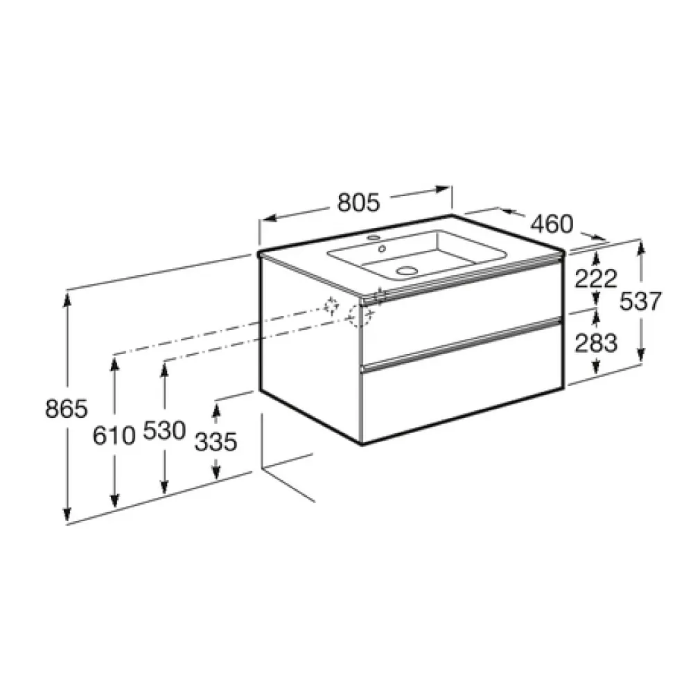 857399806 GAP м‐ль д/раковины 2 ящика 800мм, бел/гл (аналог 857551806)