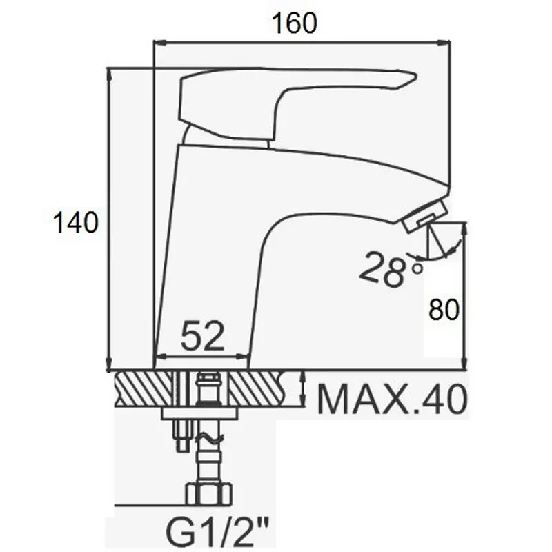 Смеситель для раковины D-Lin D110404-6, хром