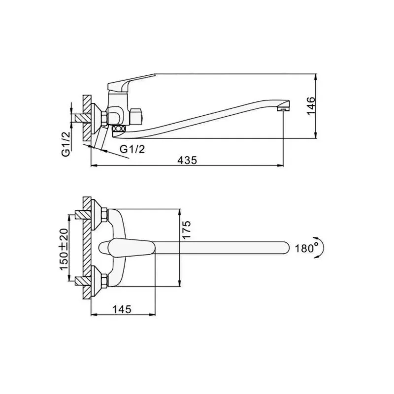 Смеситель для ванны D-Lin D146452-2, хром