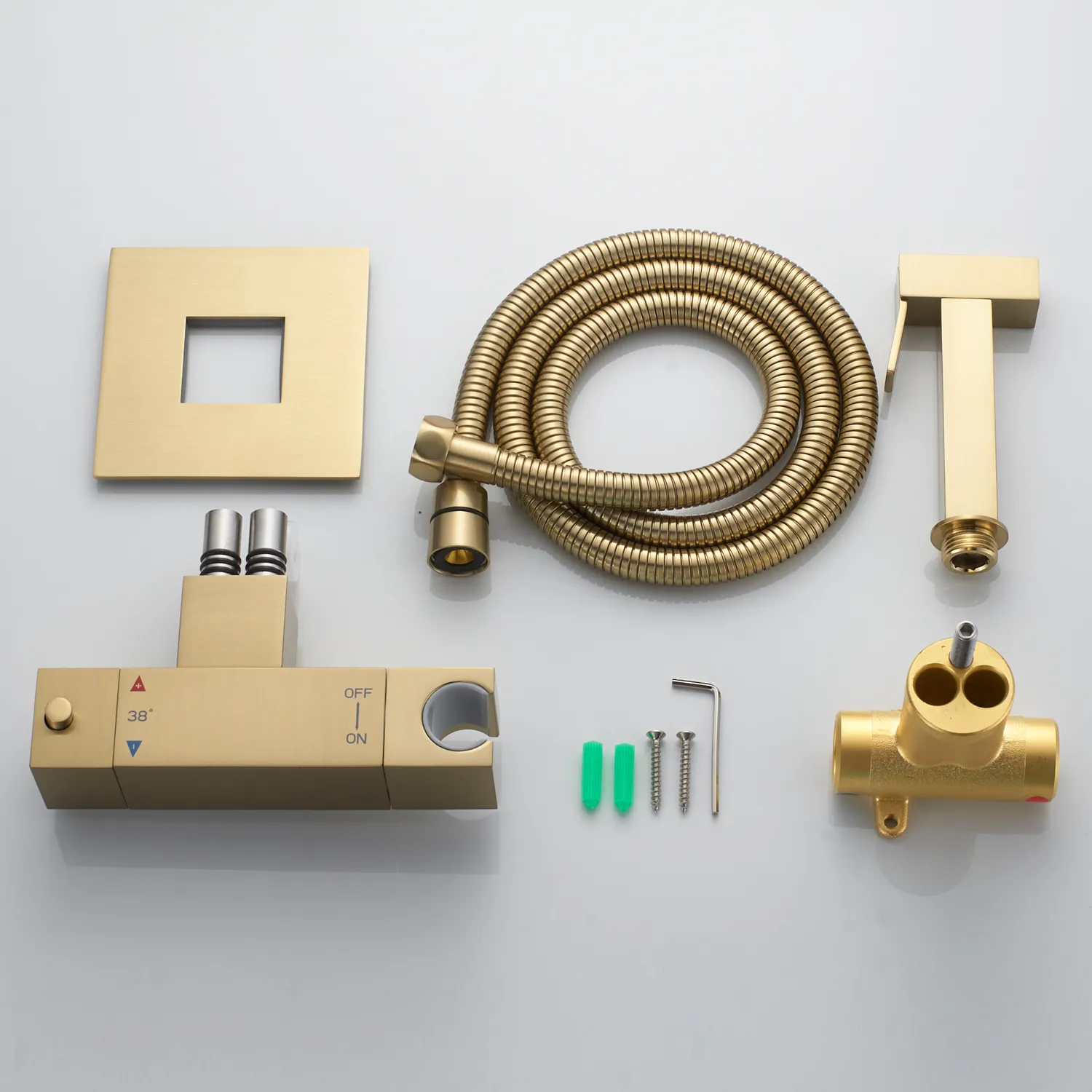 Гигиенический душ с термостатом Rose R965G, золотой сатин