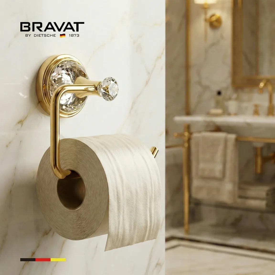 Держатель туалетной бумаги золотой с кристаллами SWAROVSKI BRAVAT (D7285G-SW)