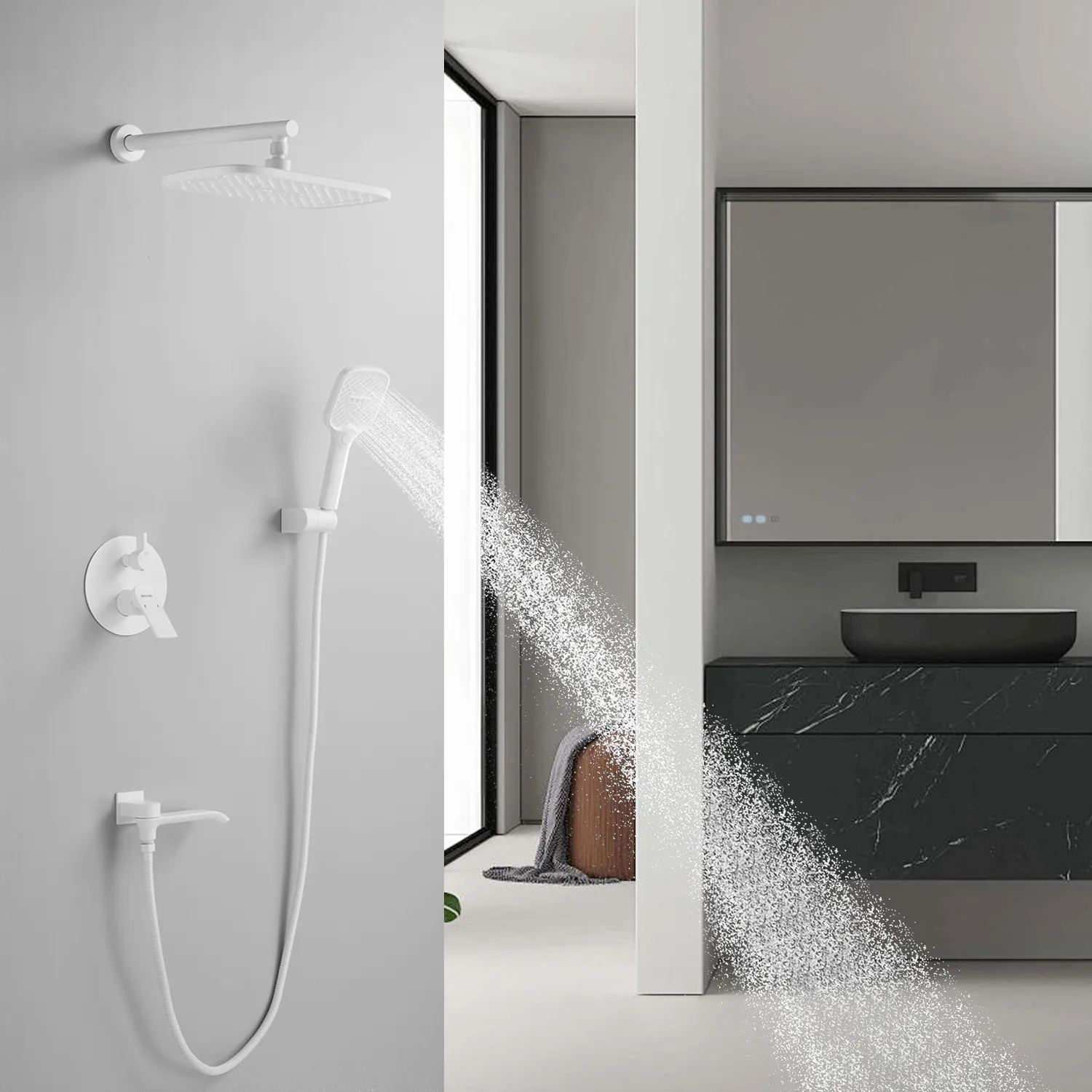 Душевая система встраиваемая Shevanik S4135C, белый