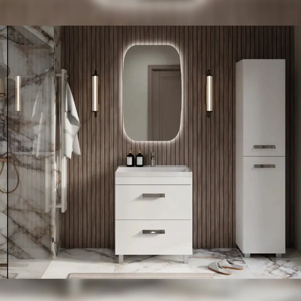 Тумба с раковиной напольная Velvex Orlando tn.ORL.CLA.70.2Y белый матовый, 70 см