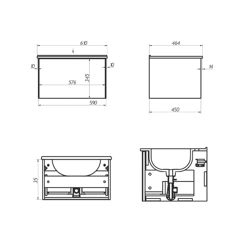 Тумба под раковину подвесная La Fenice Terra FNC-01-TER-C-60, бежевая