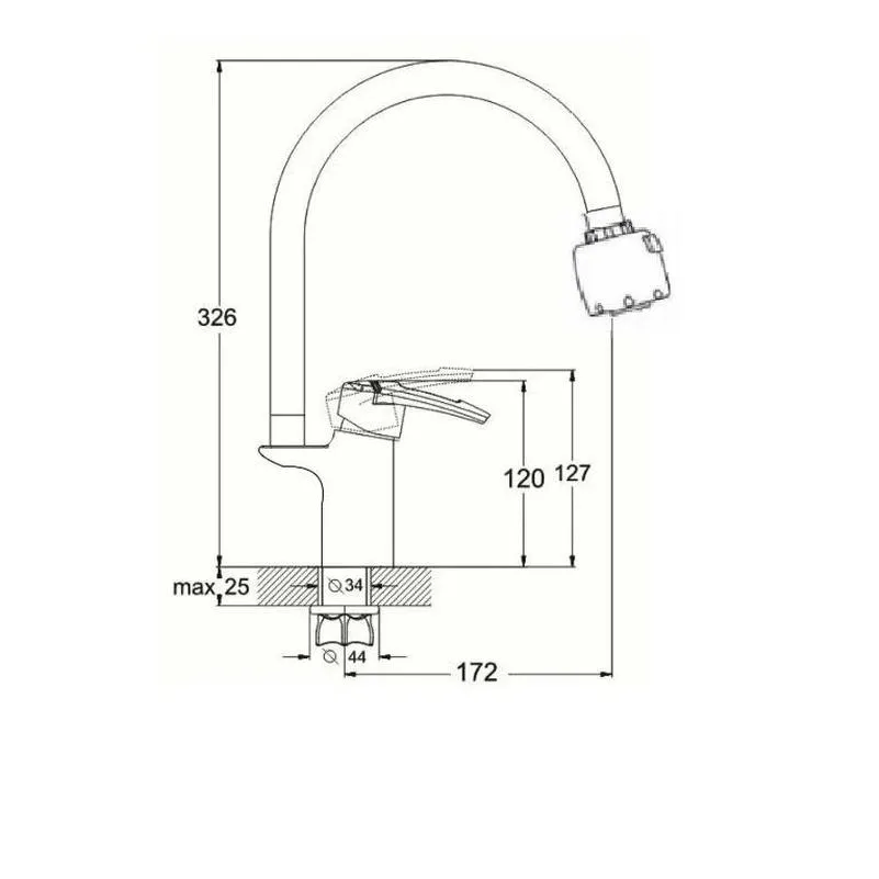 Смеситель для кухни с гибким изливом D-Lin D157315-T, хром