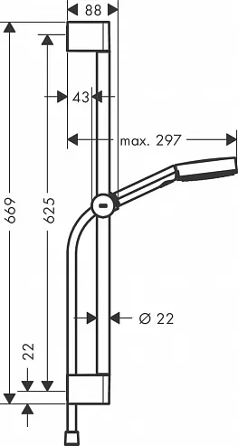 Душевой набор Hansgrohe Pulsify Select S 105 3jet Relaxation, со штангой 650 мм, матовый чёрный (24160670)