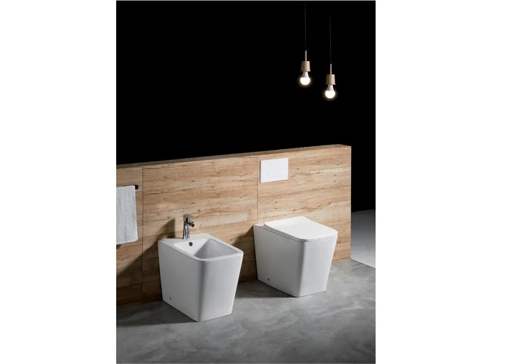 AQ1908N-00 ЛИБРА New Унитаз напольный приставной безободковый 540*355*410, горизонтальный выпуск, тонкое сиденье с механизмом пл.закрывания, крепеж