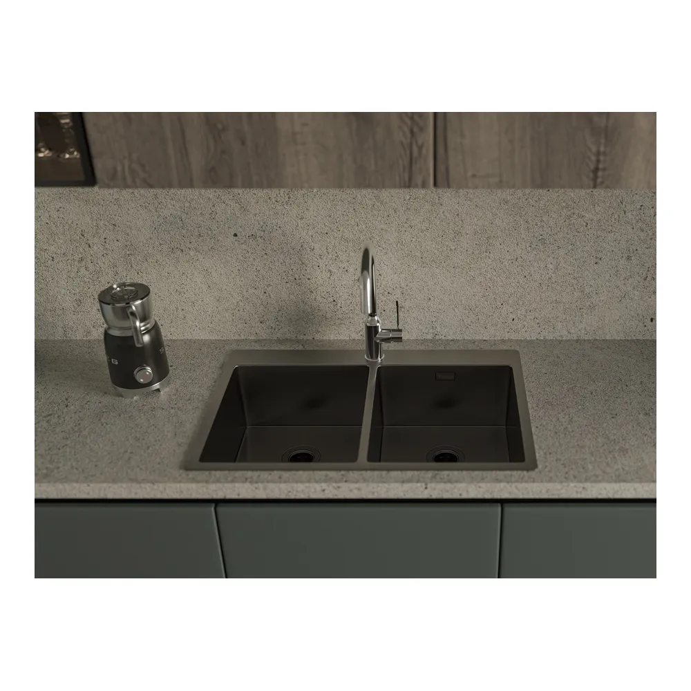 Кухонная мойка Rivelato Rinox 7450 2В PVD, черный