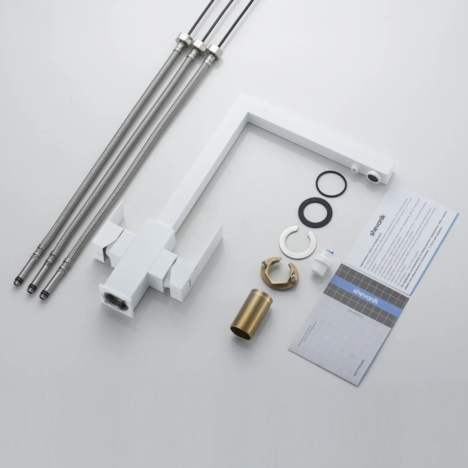 Смеситель для кухни с подключением фильтра Shevanik S148C, белый