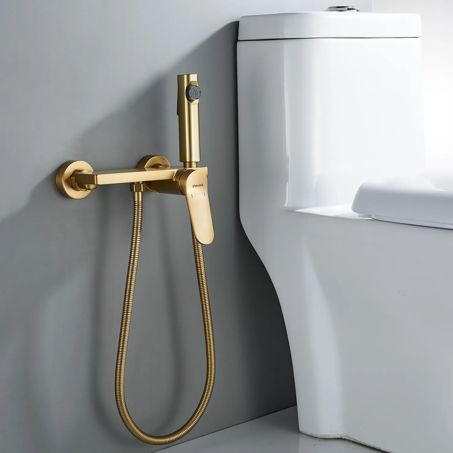 Гигиенический душ со смесителем Shevanik S4305G-1, золотой сатин