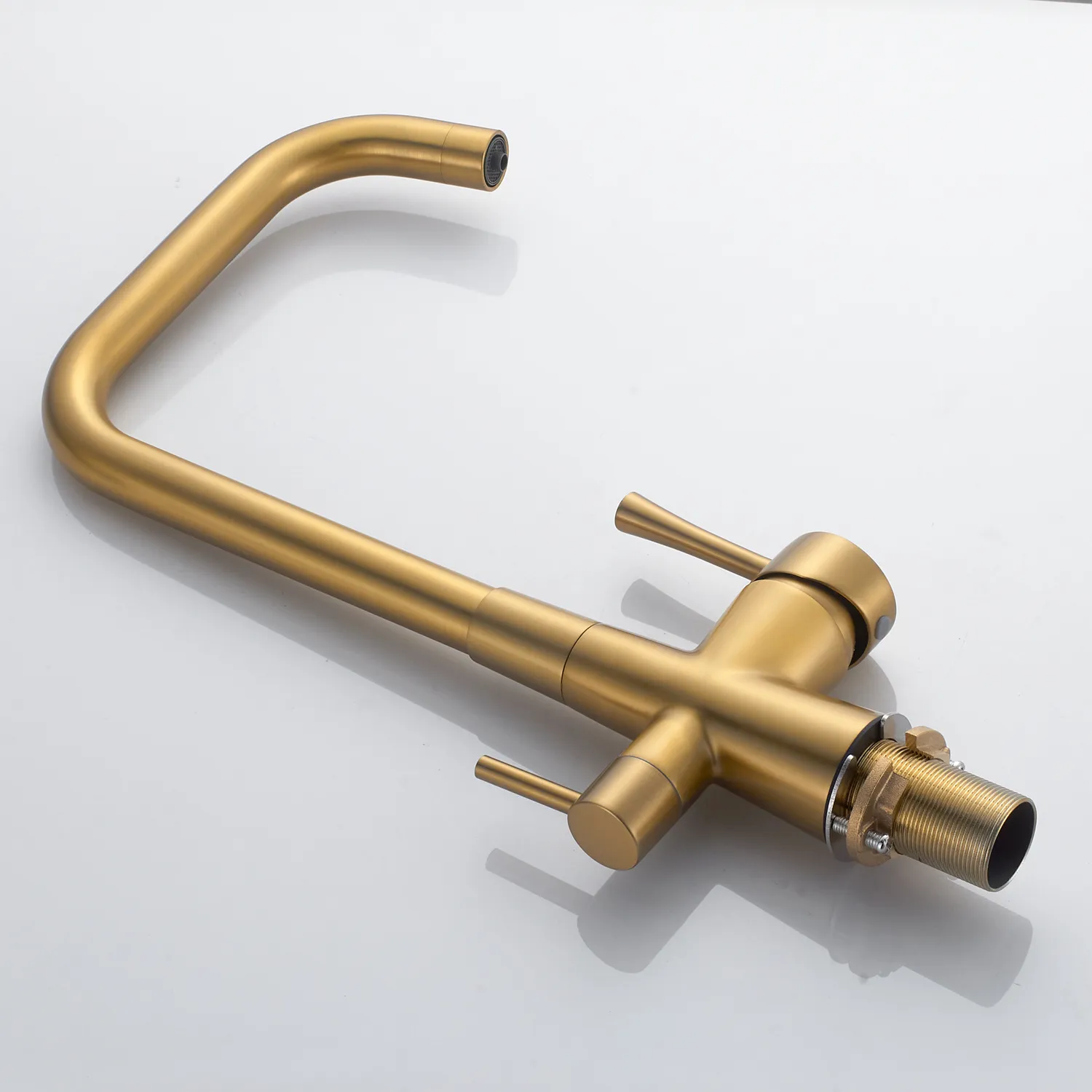 Смеситель для кухни с подключением фильтра Shevanik S528G, золотой сатин