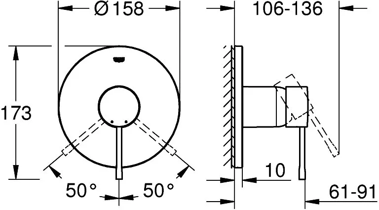 Смеситель для душа GROHE Essence New встраиваемый без подключения шланга, хром (арт. 24057001)