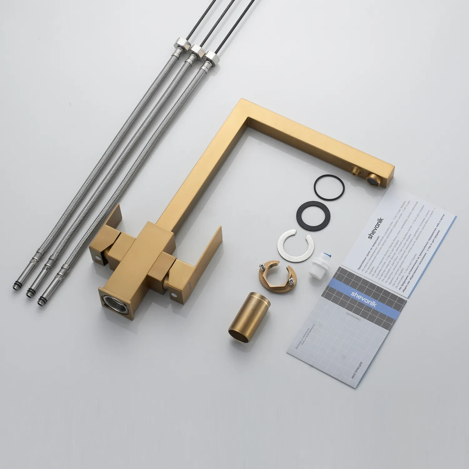 Смеситель для кухни с подключением фильтра Shevanik S148G, золотой сатин