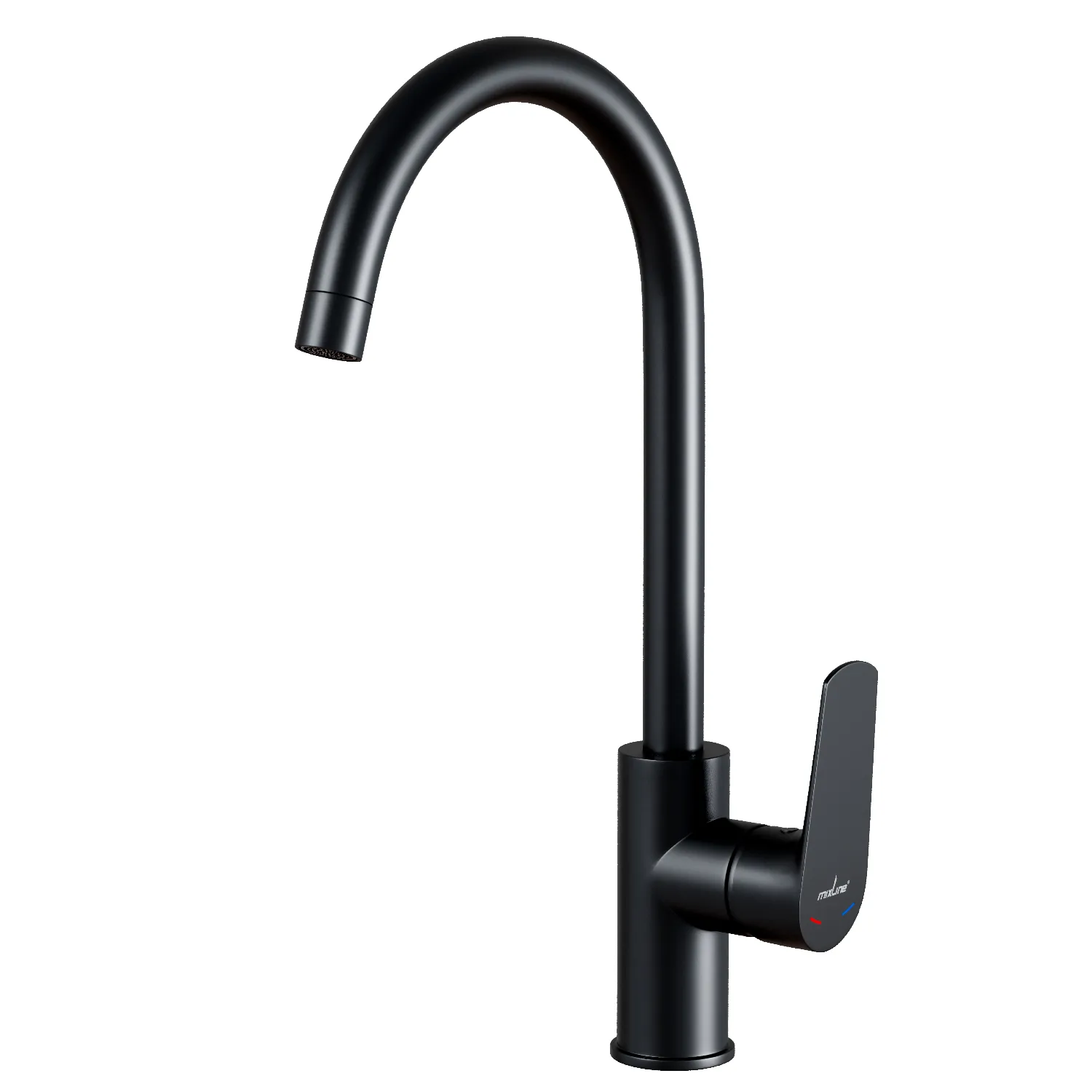 Смеситель для кухни 35k MIXLINE МЛ14-032(ML14-032BL)выс.излив б/отв бок.п/гайку ЧЕРНЫЙ(без подводки) (556615)