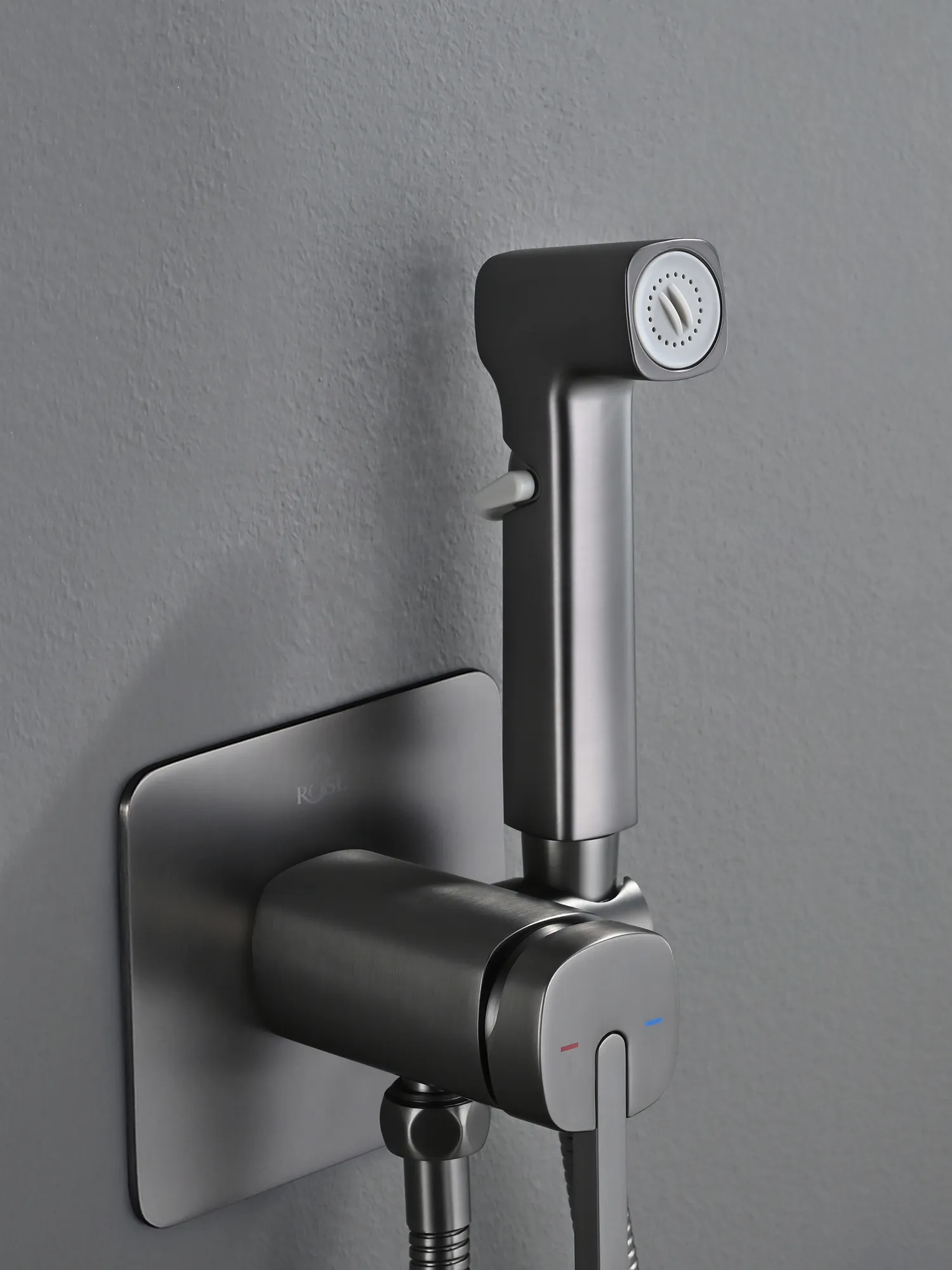 Гигиенический душ со смесителем Rose R245T, оружейная сталь