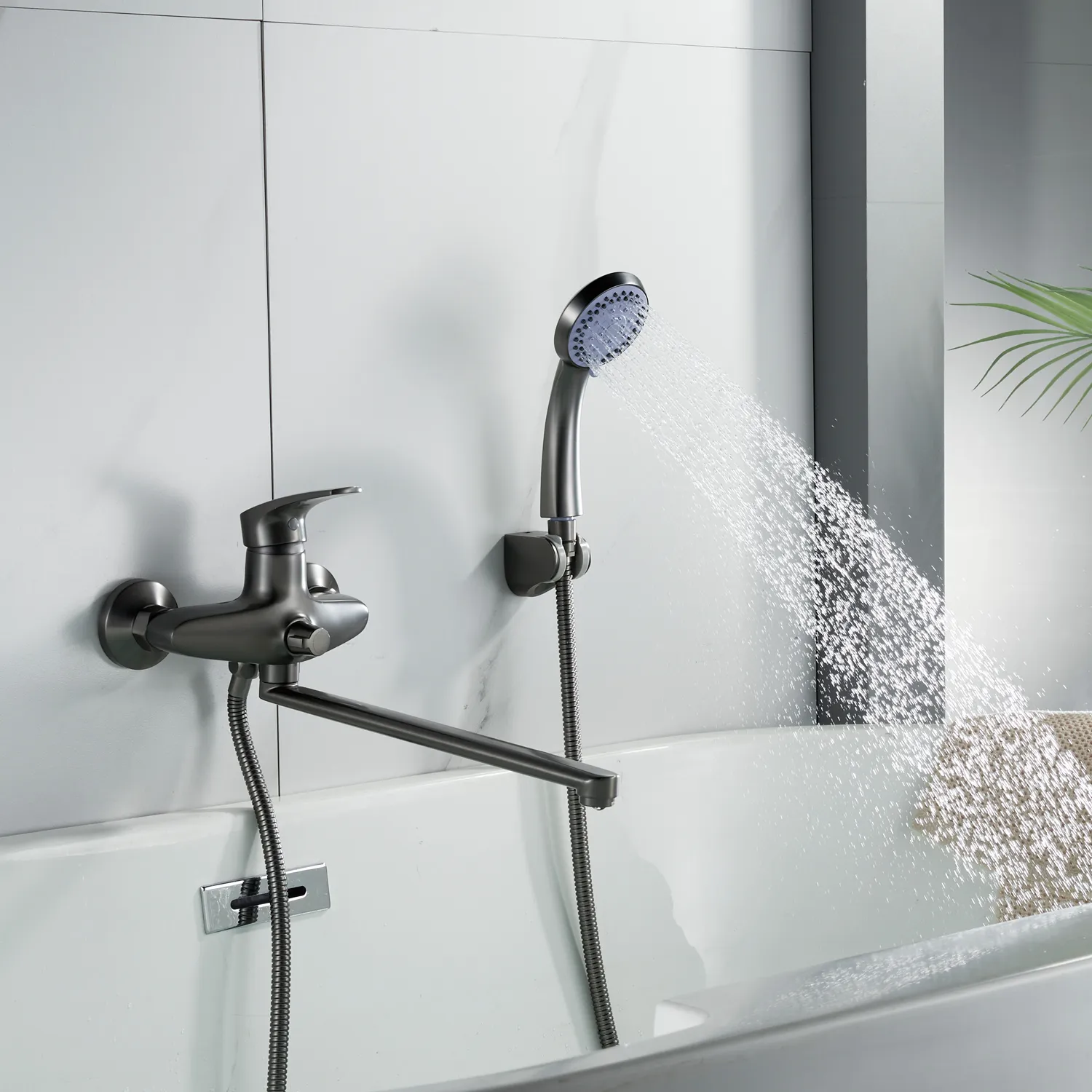 Смеситель для ванны Shevanik S5022T, оружейная сталь