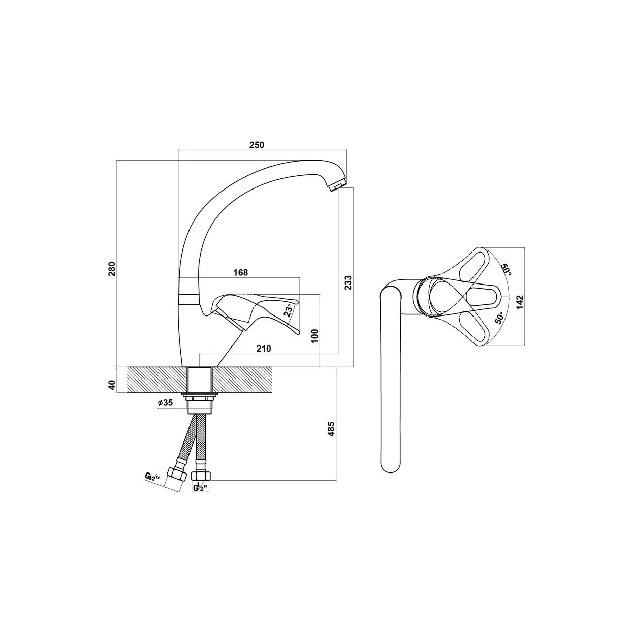 Смеситель для кухни Florentina ОМЕГА 313.12H.1123.305, грей