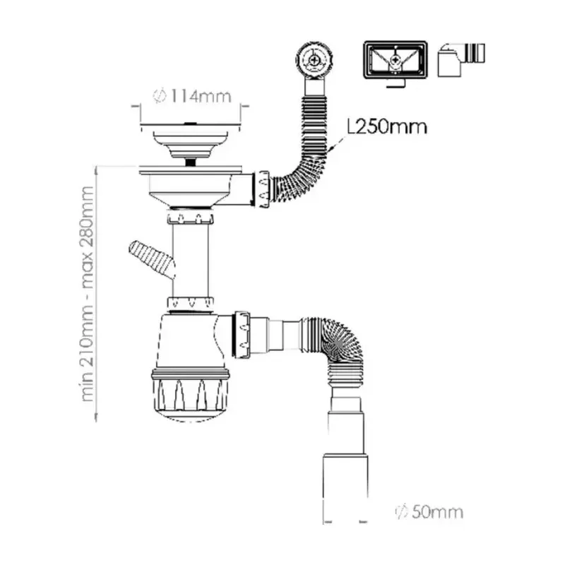 Сифон для кухонной мойки с переливом Nova NV1049