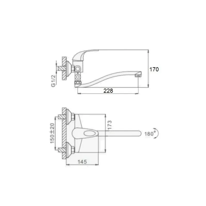 Смеситель для ванны D-Lin D140411, хром