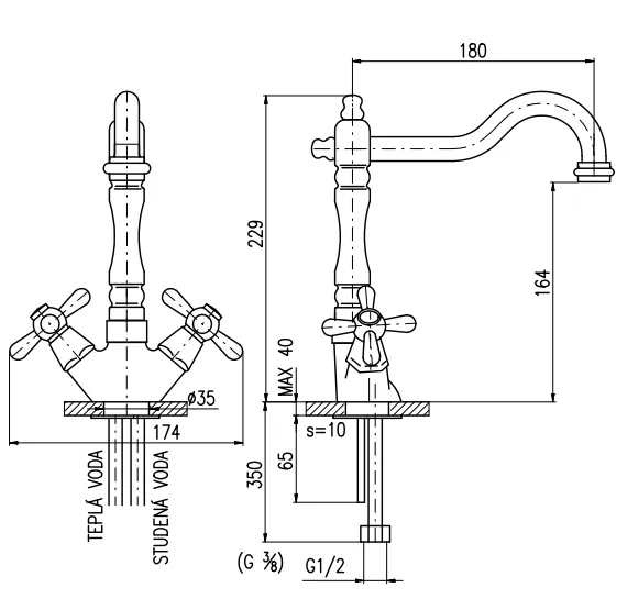 Смеситель для раковины Rav Slezak Morava Eco MK120.5/8Z