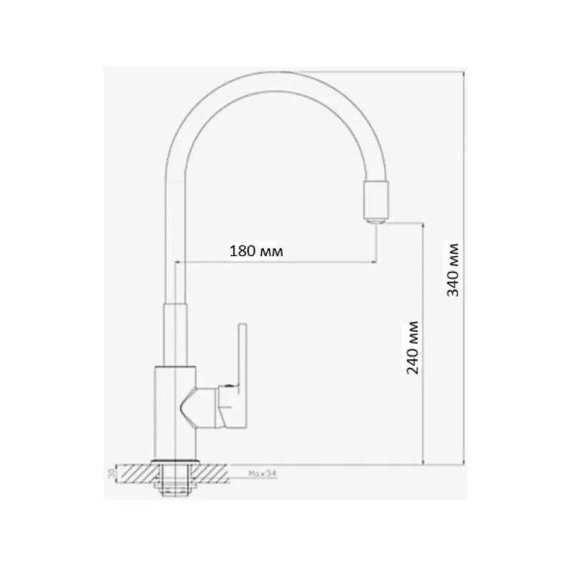 Смеситель для кухни с гибким изливом D-Lin D155318-4, хром/красный