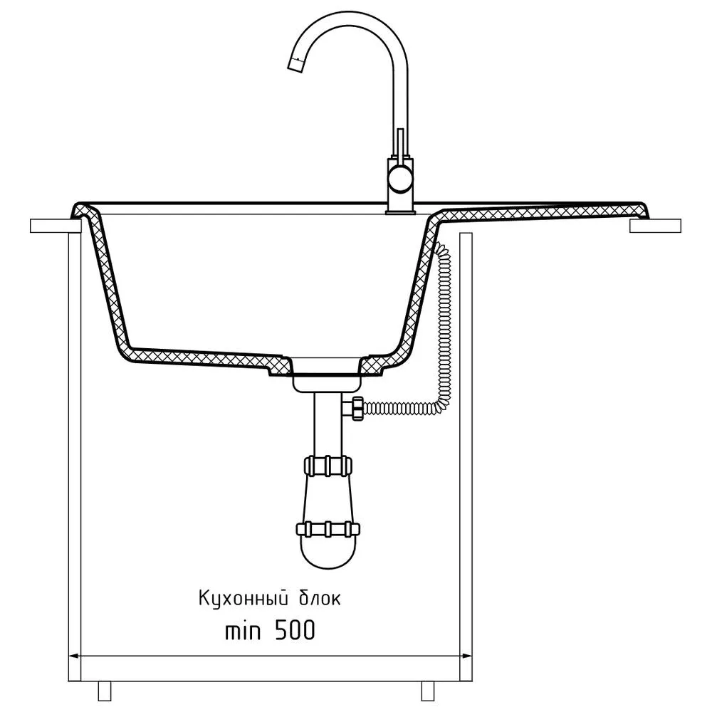 Кухонная мойка GranFest UNIQUE 740L, черный