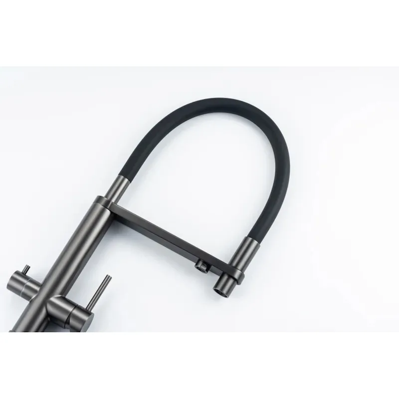 Смеситель для кухни с подключением фильтра Knotlor SS-15/GM, вороненая сталь