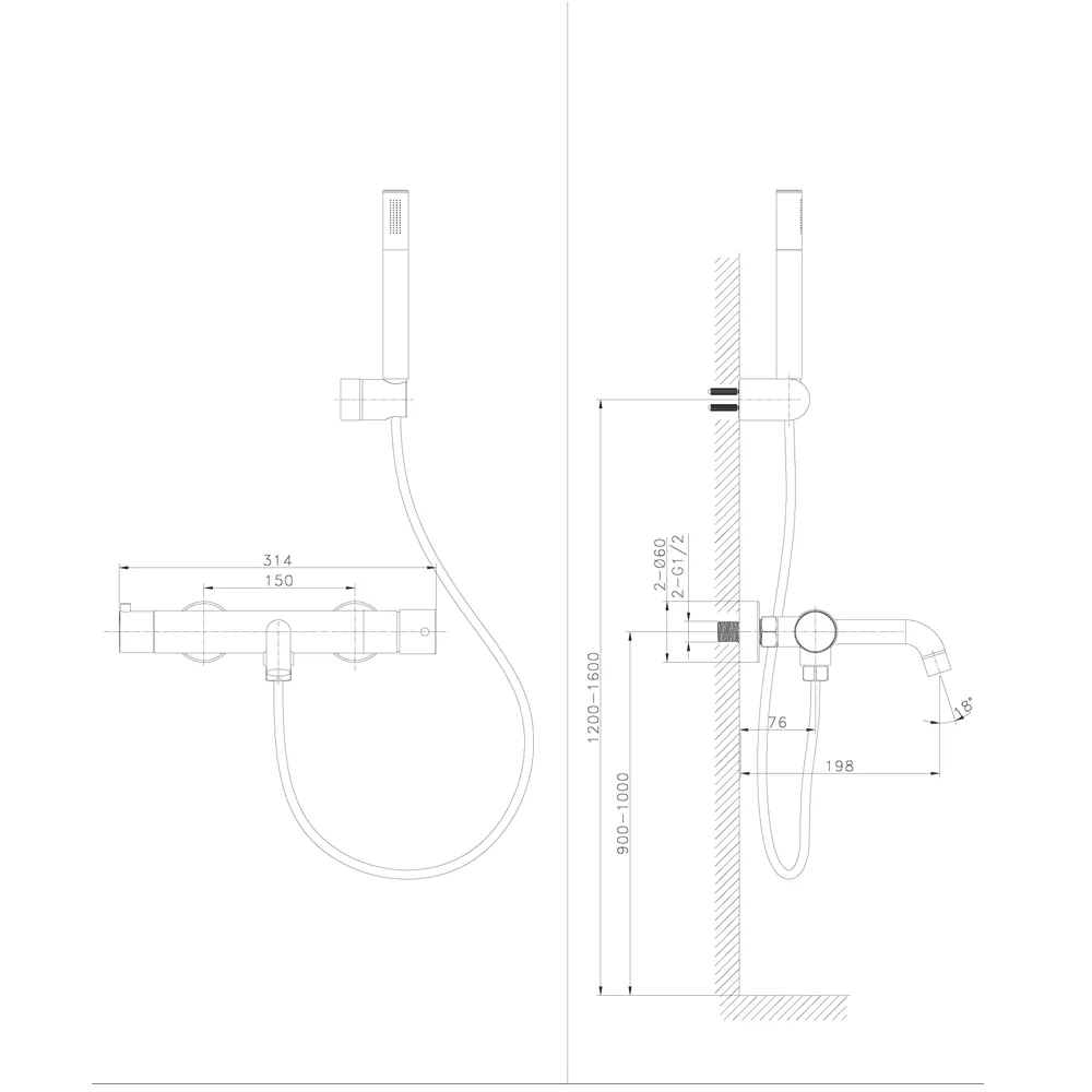 Смеситель для ванны Raiber RPB-003, черный